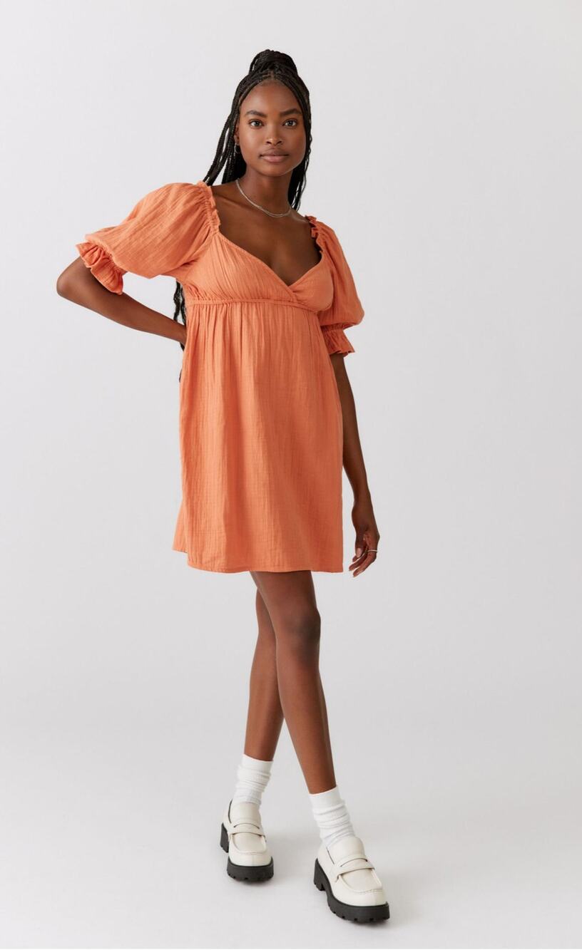 Billabong Perfect Paradise Babydoll Mini Dress Womens Size Large New Orange